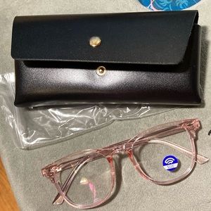 Blue light blocking glasses with case - pink frame